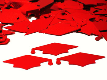 Graduation Cap Confetti, Red Available by the Pound or Packet